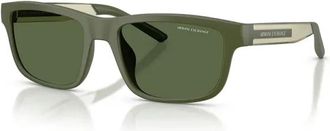 A|X Armani Exchange Rechthoekige Zonnebril - Heren - Zonnebrillen - Groen - 55 MM - Nylon - Accessoires