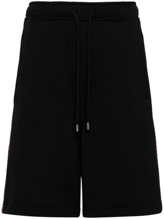 Lanvin zigzag-embroidered cotton shorts - men - Polyester/Cotton - M - Black