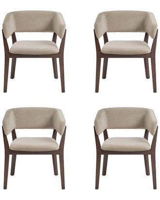 Manhattan Comfort Set Of 4 Blake Dining Armchairs With Beech Wood Legs