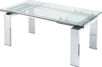 Vente-Unique Mesa de comedor extensible - Cristal templado y metal - 8 a 10 cubiertos - LUBANA