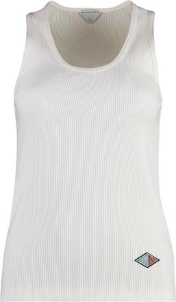 Bottega Veneta Logo Patch Katoenen Tanktop - Dames - Tops zonder mouwen - Wit - S - Katoen - Tops