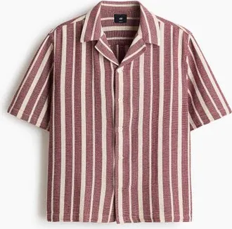 H&M Regular Fit Shirt in Dark Red/striped at Nordstrom, Size Xx-Large