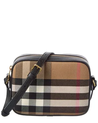 Burberry Small Check Canvas & Leather Camera Bag