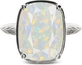 Sterling Forever Simulated Opal Sterling Silver Elongated Cushion Ring at Nordstrom, Size 10