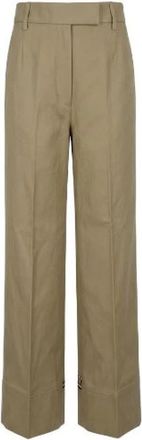 Thom Browne Katoenen Gabardine Chino Broek - Dames - Wijde Broeken - Bruin - M - Katoen - Broeken