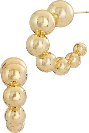 Savvy Cie Jewels 18K GOLD PLATED GRADUATED CATERPILLAR HOOP EARRINGS