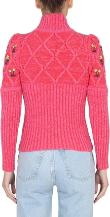 Cormio Floral Embroidery Sweater - Red