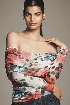 Maeve The Aleda Mesh Off-Shoulder Top by Maeve