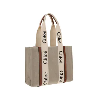 Chlo&eacute; Womens Woody Shoulder Bag Beige Linen