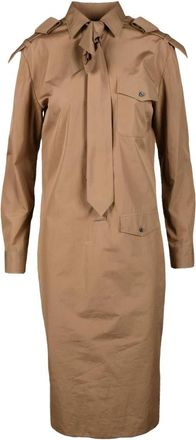 Prada Dames Chemisiere Jurk- 100% Katoen - Dames - Casual kleedjes - Bruin - L - Katoen - Kleedjes