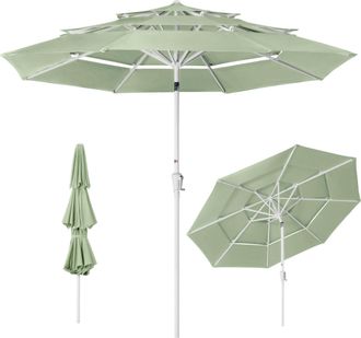 Best Choice Products 10ft 3-Tier Patio Umbrella White Pole, Outdoor Market Umbrella Steel Pole
