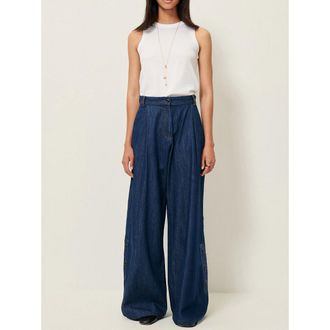 Sessun Broek van denim met wijde pijpen en geknoopte zomen, PROVENLOR