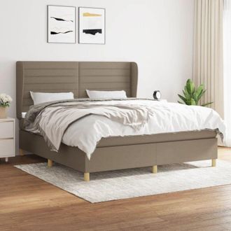 vidaXL Cama Box Spring Con Colch&oacute;n Tela Gris Taupe 160x200 Cm Vidaxl