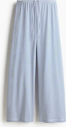 H&M Gerippte Hose mit Kordelzug - Blue