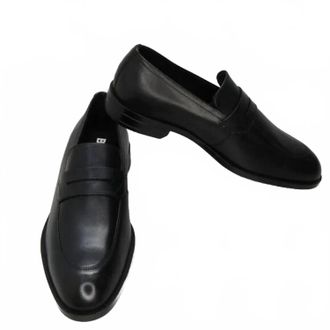 HUGO BOSS Mens Tayil Penny Loafers Leather Slip-On Dress Shoes In Black