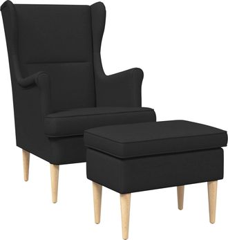 vidaXL Sill&oacute;n Con Pouf 2 Uds. Negro Tela Vidaxl