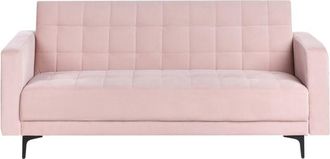Beliani Beliani - Modern 3 Seater Sofa Bed Velvet Reclining Tufted Pastel Pink Aberdeen