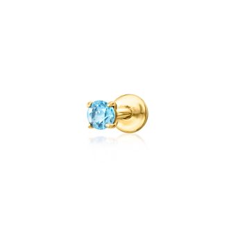 RS Pure by Ross-Simons Swiss Blue Topaz Flat-Back Earrings in 14kt Yellow Gold