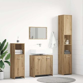 Berkfield Home 4 Piece Bathroom Furniture Set Artisan Oak Engineered Wood in Brown