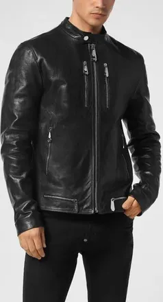 Philipp Plein Leather Moto Jacket Men in Black at Nordstrom, Size Xxx-Large