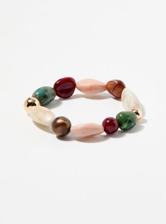 Simons Womens Mixed bead and stone elastic bracelet