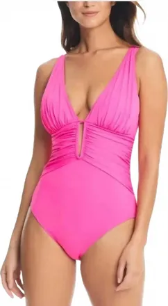 Bleu Rod Beattie Cutout Front One Piece In Pink Bling