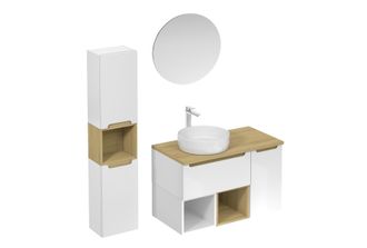 Puma Naturel - Conjunto De Ba&ntilde;o Con Lavabo Que Incluye Grifo De Lavabo, Ca&ntilde;o Y Sif&oacute;n Stilla, Blanco Brillante (ksetstilla013)