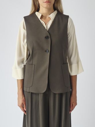 Meimeij Gilet sartoriale in misto viscosa monopetto con scollo a V