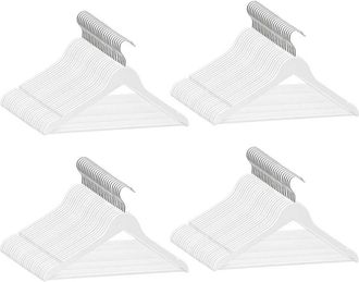 vidaXL Juego Perchas Ropa 100 Uds Antideslizantes Madera Dura Blanco Vidaxl