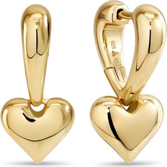 Devata Sweet Heart Huggie Hoop Earrings in Gold Plated Sterling Silver in Yellow Gold at Nordstrom