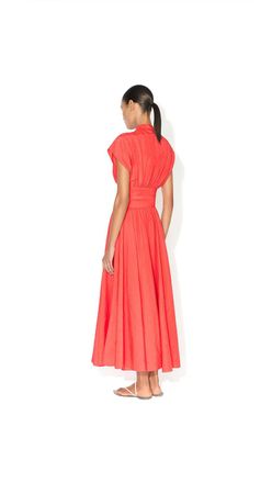 Alaia Womens Robe Ceintur&eacute;e En Lin Rouge Vermillon Red Dress