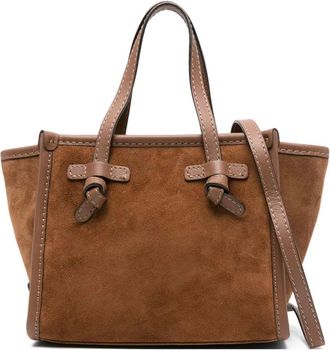 Gianni Chiarini Borsa tote Miss Marcella in pelle scamosciata con nodo - Marrone
