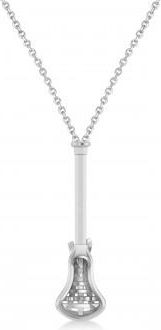 Allurez Lacrosse Stick Charm Mens Pendant Necklace 14K White Gold