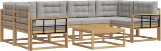 vidaXL Conjunto De Sof&aacute;s De Exterior 5 Uds. Blanco Y Gris Claro Vidaxl