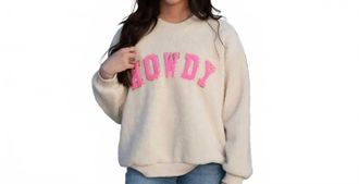 Bibi Howdy Western Sherpa Pullover Sweater In Ivory