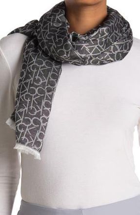 Calvin Klein CK Monogram Logo Pashmina in Black at Nordstrom Rack