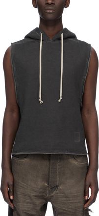 Rick Owens Sleeveless Hooded Raw Edge Tunic Sweater
