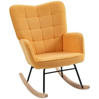 HOMCOM Silla mecedora 71x98x101 cm amarillo