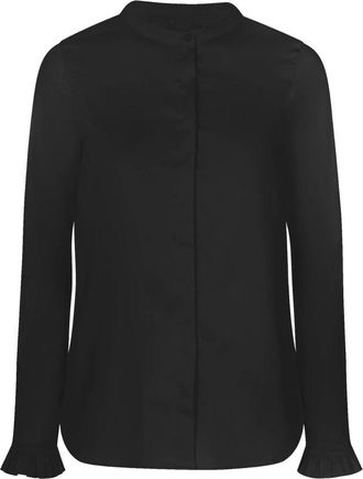 Mos Mosh Zwarte Shirt met Voorknoopsluiting - Dames - Overhemden - Zwart - L - Overhemden