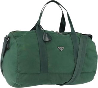 Prada Pre-owned Vintage Nylon Boston Bag - Dames - Vintage Weekendtas - Groen - ONE Size - Nylon - Vintage