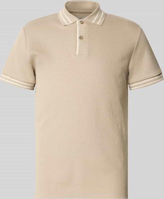 Blend Slim Fit Poloshirt mit Strukturmuster Modell FABLE in Beige, Gr&ouml;&szlig;e XXL