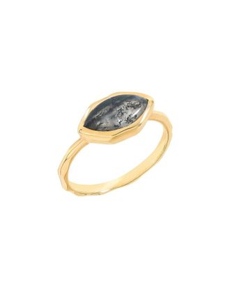 Tiramisu 14K Over Silver 2.50 Ct. Tw. Black Rutilated Quartz Solitaire Ring