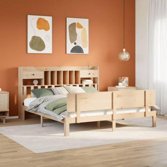 vidaXL Cama Con Estanter&iacute;a Sin Colch&oacute;n Madera Maciza De Pino 180x200cm Vidaxl