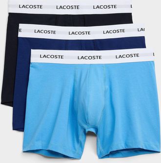 Lacoste Mens 6 blue stretch boxer briefs Cotton 3-pack