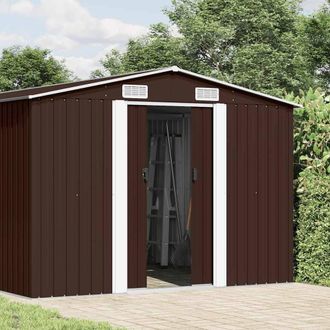Berkfield Home Garden Shed 257x489x181 cm Metal Brown | Size: 257 x 489 x 181 cm