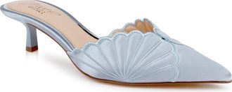 Badgley Mischka Palmer Mule in Mist Blue Satin at Nordstrom, Size 6.5