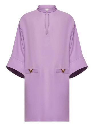 Valentino Garavani V-detail mini dress - women - Silk - 42 - Purple