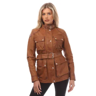 Belstaff Womens Legacy Trialmaster Panther Jacket in Brown Leather - Size 12 UK