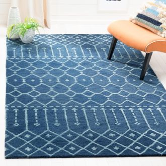 Safavieh Himalaya Hand Made Area Rug, Navy / Silver Bohemian Style Non-Shedding