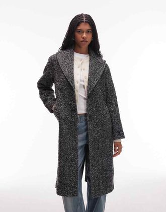 Levi's Tessa - Cappotto lungo di lana nero a spina di pesce